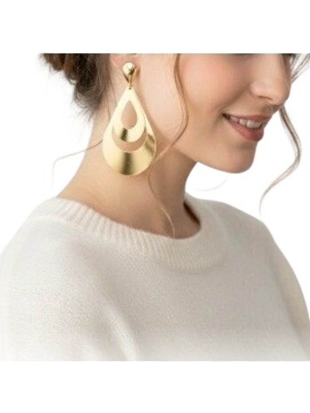 Fashion Jewelry Women's Gold Tone Teardrop Dangle Earrings